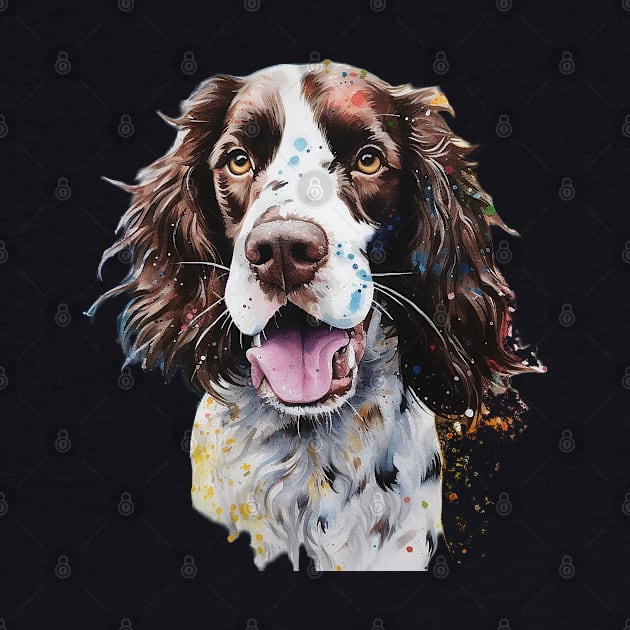 English Springer Spaniel Bright Watercolor by nonbeenarydesigns